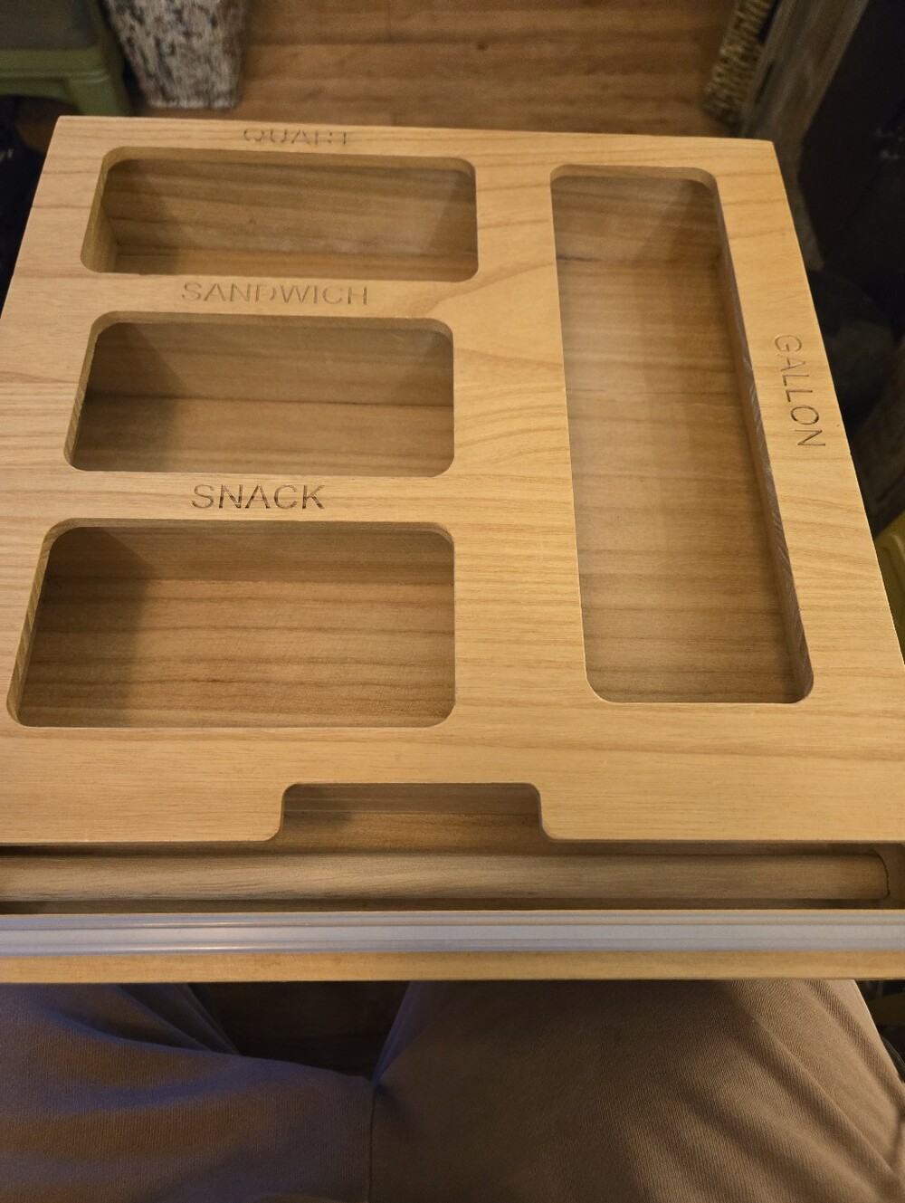 Wooden Baggie Organizer - Natural Bamboo Finish